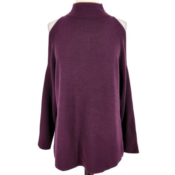 SALE 525 America Mock Neck Cold Shoulder Sweater Womens Over Size XS - Picture 4 of 9